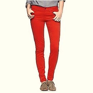 Joe Fresh Red Corduroy Slim Low Rise Pants